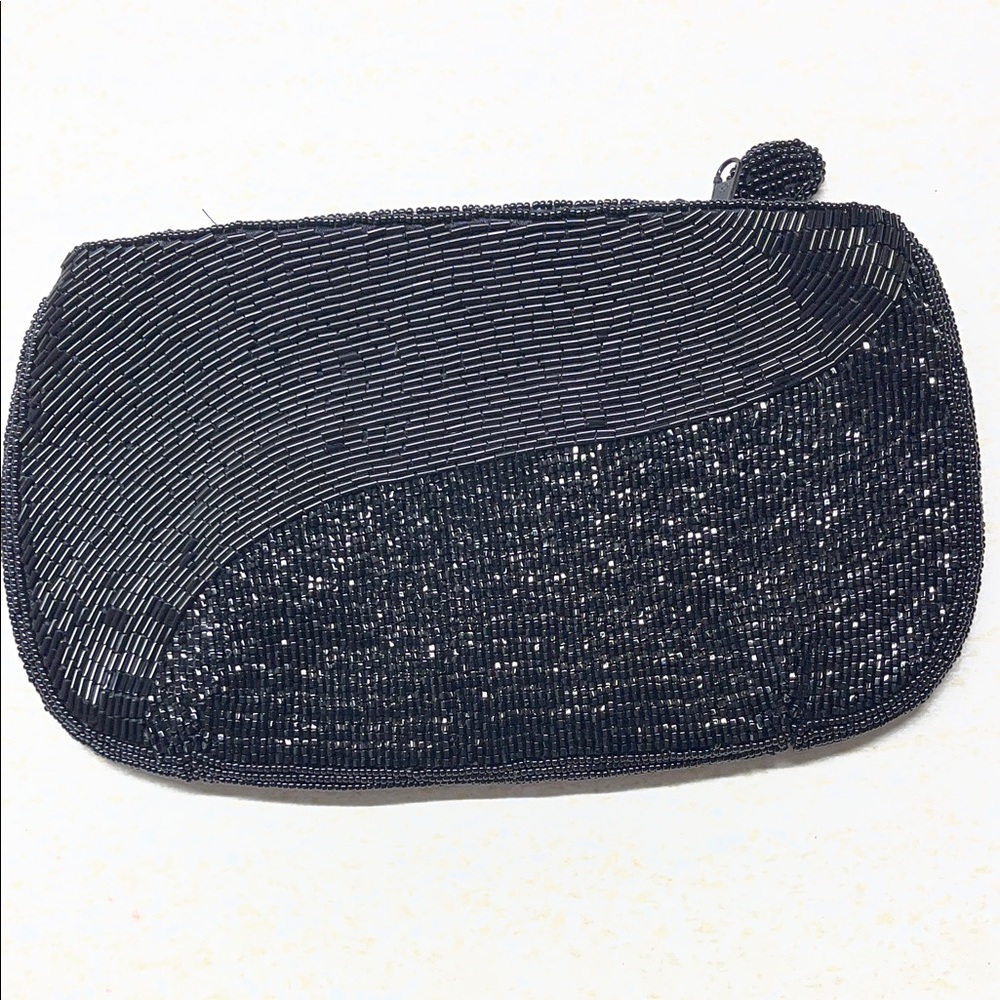 Black Beaded Evening Clutch Bag